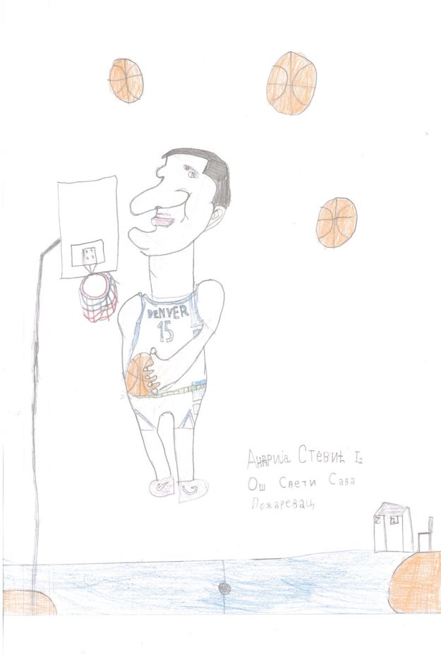 Карикатура 6: Никола Јокић Аутор: Андрија Стевић, I-2 ОШ „Свети Сава“, Пожаревац