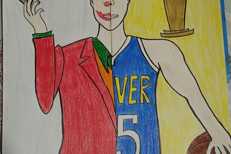 Карикатура 16: Никола Јокић Аутор: Филип Кањевац, III4 „Др Драгиша Мишовић“ Чачак Ментор: учитељица Мирјана Глишић