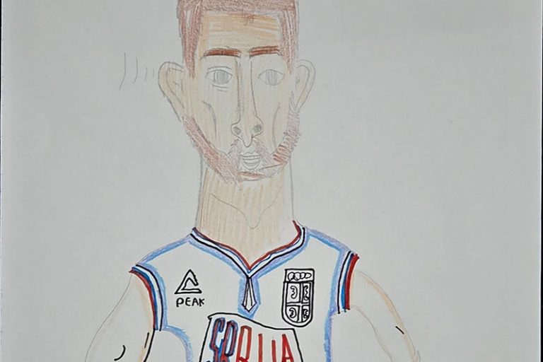 Карикатура 4: Никола Јокић Аутор: Милија Вуковић, 3-1 ОШ „Мина Караџић“, Београд Ментор: Вања Драгић, учитељица