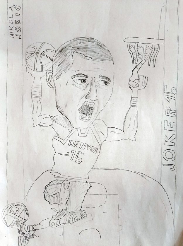 Карикатура 11: Никола Јокић Аутор: Петар Ивановић, 5/1 „ОШ Милисав Николић“ Божевац