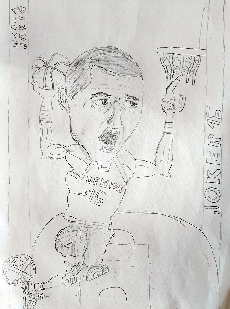 Карикатура 11: Никола Јокић Аутор: Петар Ивановић, 5/1 „ОШ Милисав Николић“ Божевац