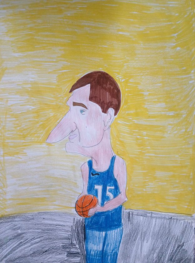 Карикатура 22: Никола Јокић Аутор: Хана Благојевић 5. разред ОШ „Лаза К. Лазаревић“ Шабац Ментор: Тања Павловић