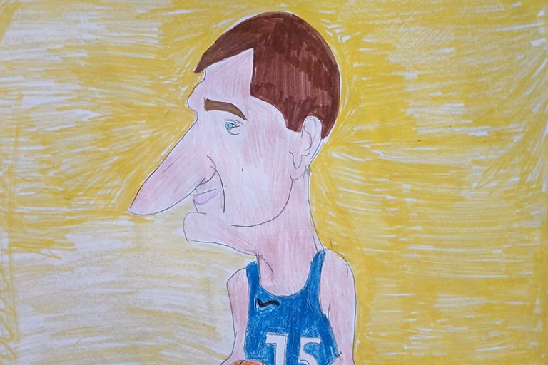 Карикатура 22: Никола Јокић Аутор: Хана Благојевић 5. разред ОШ „Лаза К. Лазаревић“ Шабац Ментор: Тања Павловић