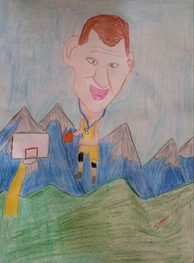 Карикатура 23: Никола Јокић Аутор: Матија Вилотић 5. разред ОШ „Лаза К. Лазаревић“ Шабац Ментор: Тања Павловић