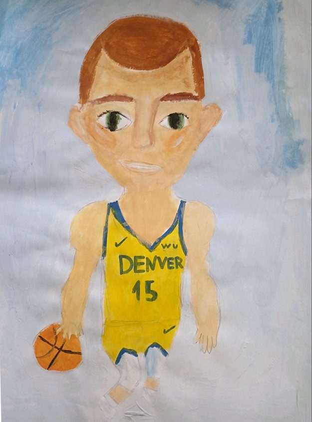 Карикатура 24: Никола Јокић Аутор: Дуња Џиновић 5. разред ОШ „Лаза К. Лазаревић“ Шабац Ментор: Тања Павловић