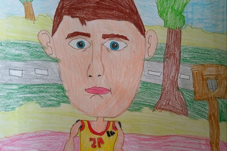 Карикатура 25: Никола Јокић Аутор: Лара Паунић 5. разред ОШ „Лаза К. Лазаревић“ Шабац Ментор: Тања Павловић