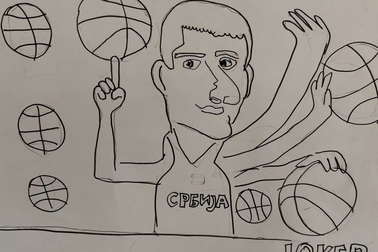 Карикатура 9: Никола Јокић Аутор: Филип Марковић, 6/2 ОШ „Милисав Николић“ Божевац