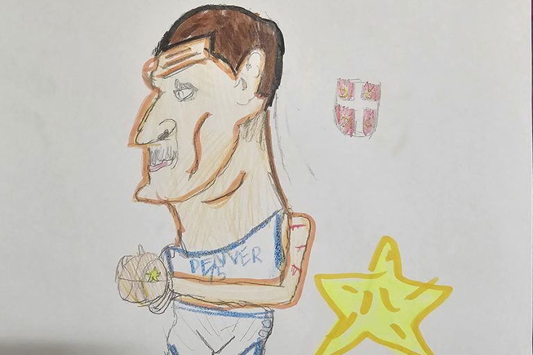 Карикатура 106: Никола Јокић Аутор : Даница Јакововић 3.р. Српска допунска школа, Кипар Ментор: Драгана Христу