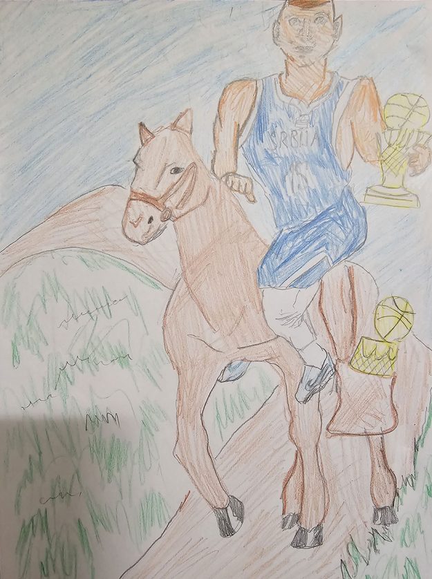 Карикатура 108: Никола Јокић Аутор : Илија Јакововић 6.р. Српска допунска школа, Кипар Ментор: Драгана Христу