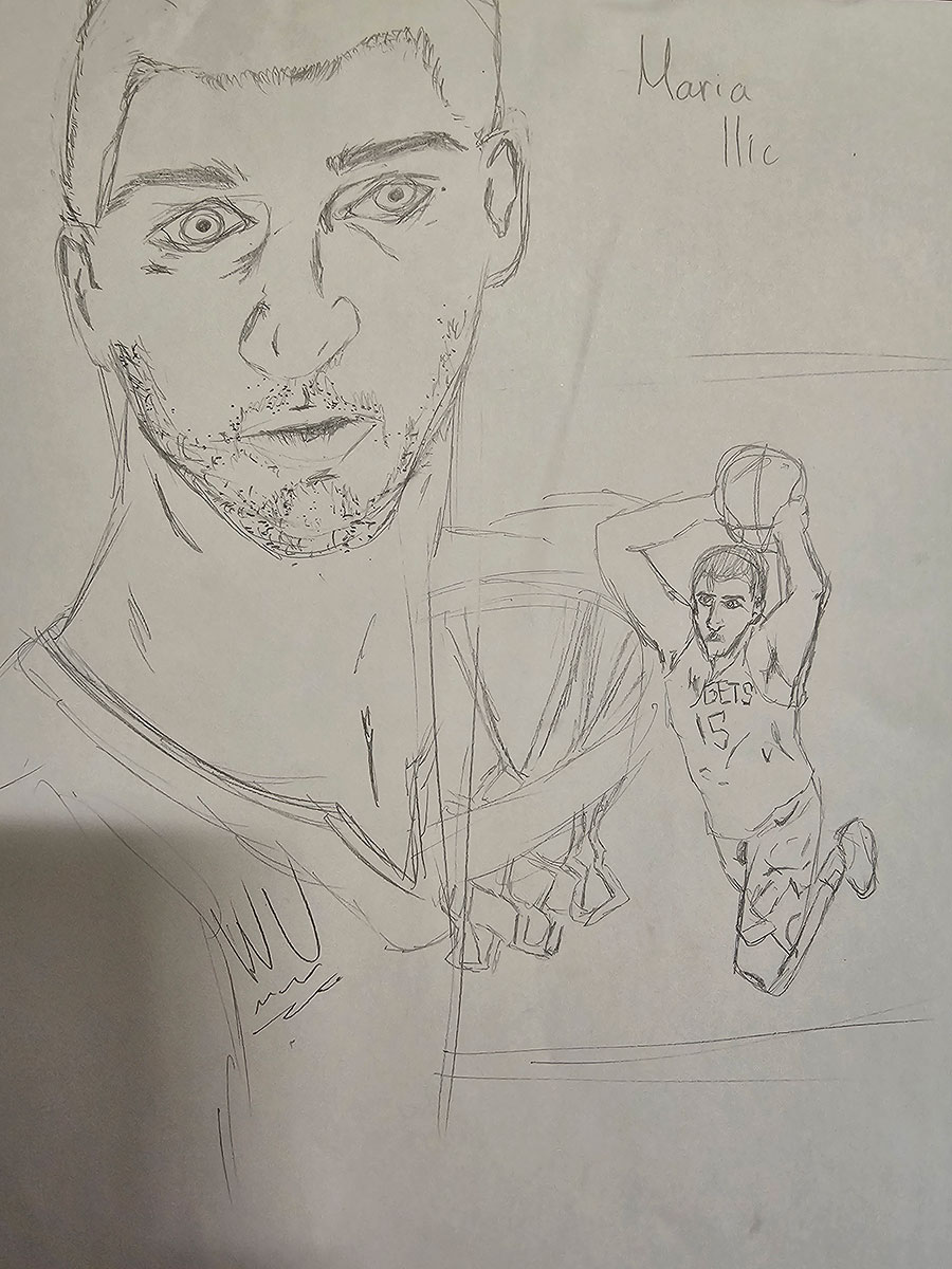 Карикатура 109: Никола Јокић Аутор : Мариа Илић 6.р. Српска допунска школа, Кипар Ментор: Драгана Христу