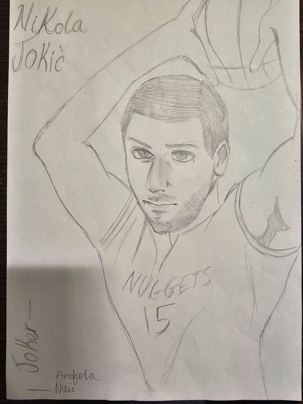 Карикатура 112: Никола Јокић Аутор : Анђела Наић 6.р. Српска допунска школа, Кипар Ментор: Драгана Христу