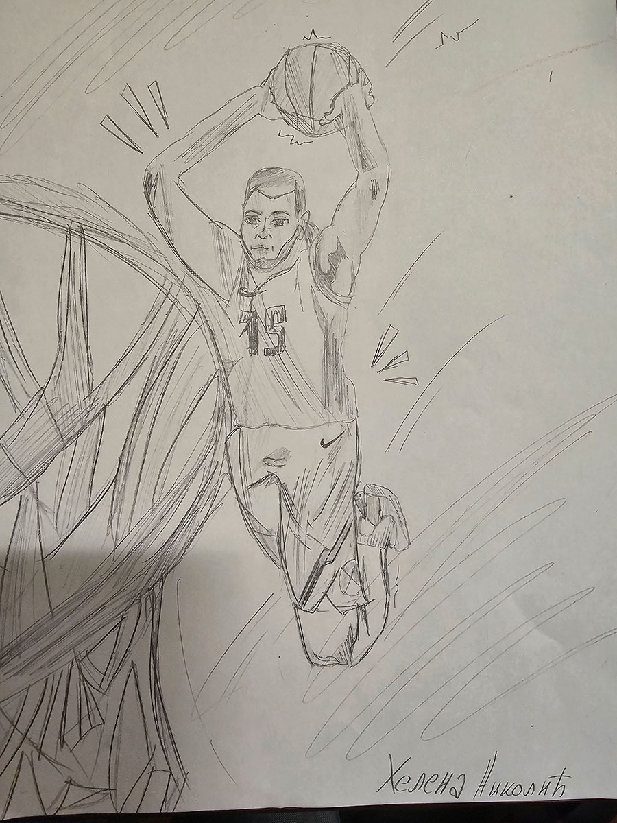 Карикатура 114: Никола Јокић Аутор : Хелена Николић 8.р. Српска допунска школа, Кипар Ментор: Драгана Христу