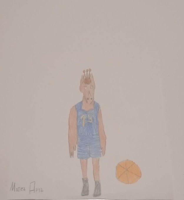 Карикатура 115: Никола Јокић Аутор : Матеа Дрча 4.р. Српска допунска школа, Кипар Ментор: Драгана Христу