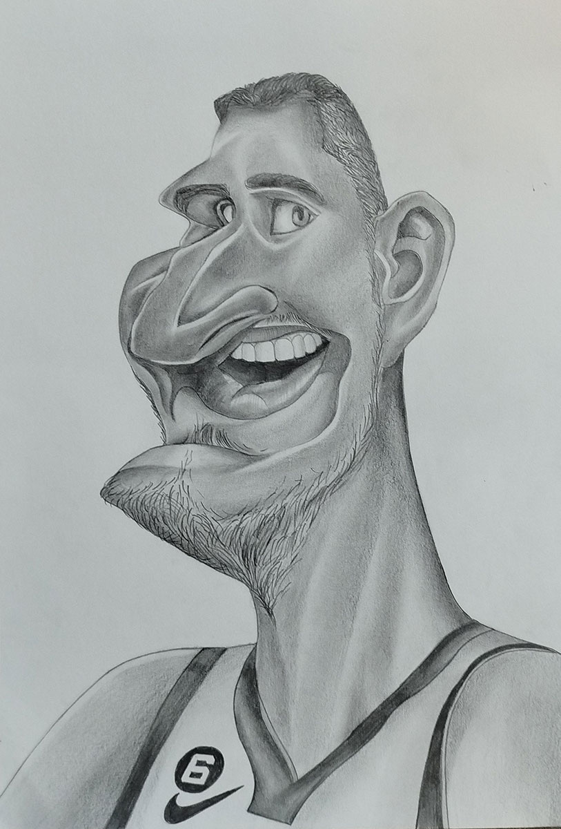 Карикатура 119: Никола Јокић Аутор: Мина Пешић 8/3 ОШ ,, Десанка Максимовић ", Пожаревац Ментор: Јована Маринковић