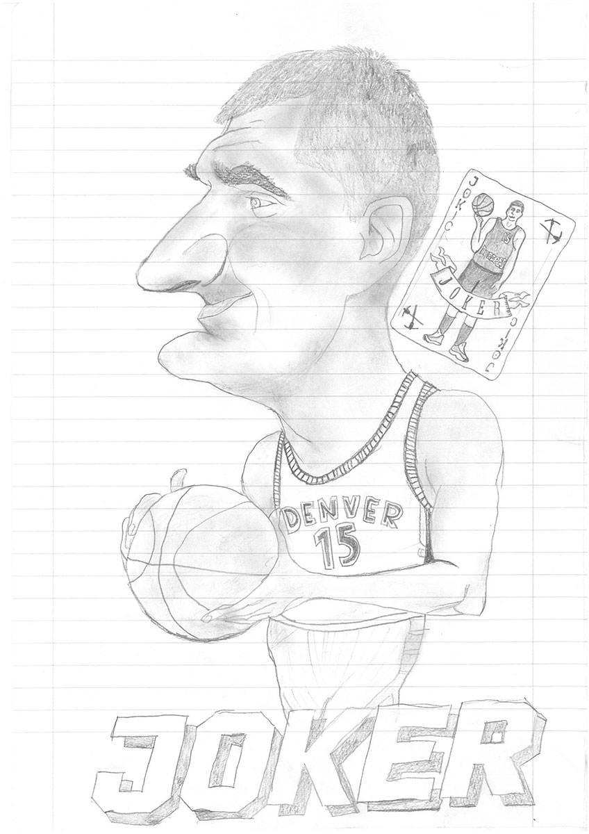 Карикатура 120: Никола Јокић Аутор: Ивана Вукосављевић, 8/1 ОШ ,,Црњански ", Јагодина Ментор: Марина Младеновић