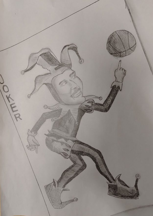 Карикатура 123: Никола Јокић Аутор: Анастасија Антић,8/3 ОШ ,,Вук Караџић ", Пожаревац Ментор: Марина Деспот