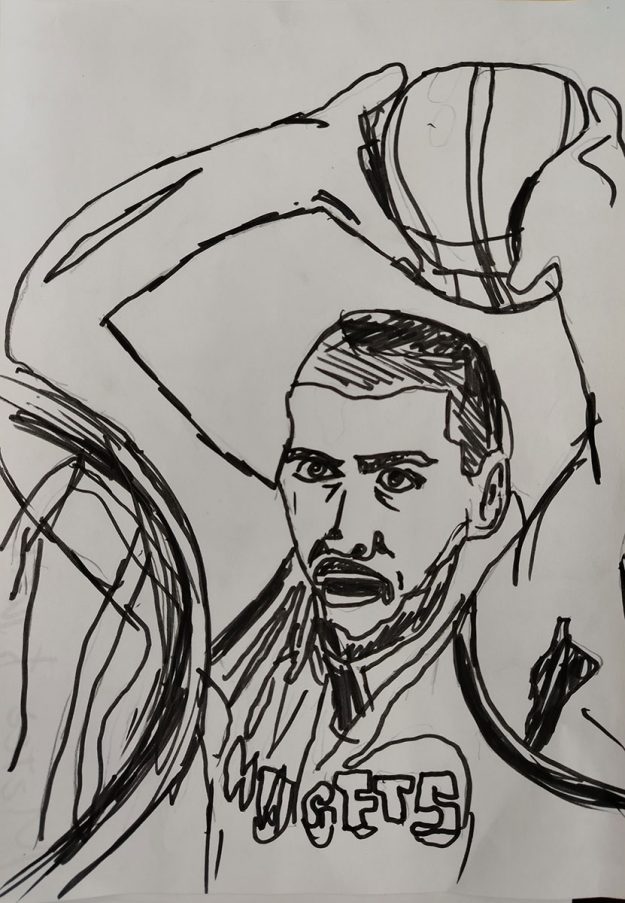 Карикатура 124: Никола Јокић Аутор: Матеа Ђукић, 8/3 ОШ ,,Вук Караџић ", Пожаревац Ментор: Марина Деспот