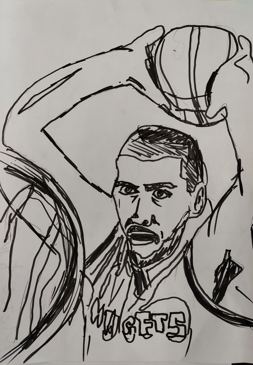 Карикатура 124: Никола Јокић Аутор: Матеа Ђукић, 8/3 ОШ ,,Вук Караџић ", Пожаревац Ментор: Марина Деспот