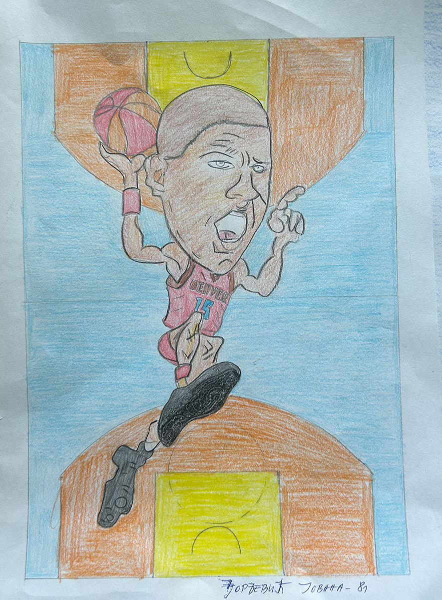 Карикатура 125: Никола Јокић Аутор: Јована Ђорђевић, 8/1 ОШ ,,Вук Караџић ", Пожаревац Ментор: Горан Стевић