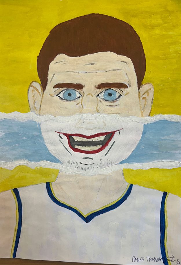 Карикатура 129: Никола Јокић Аутор: Павле Трифуновић, 8/1 ОШ ,,Вук Караџић ", Пожаревац Ментор: Горан Стевић