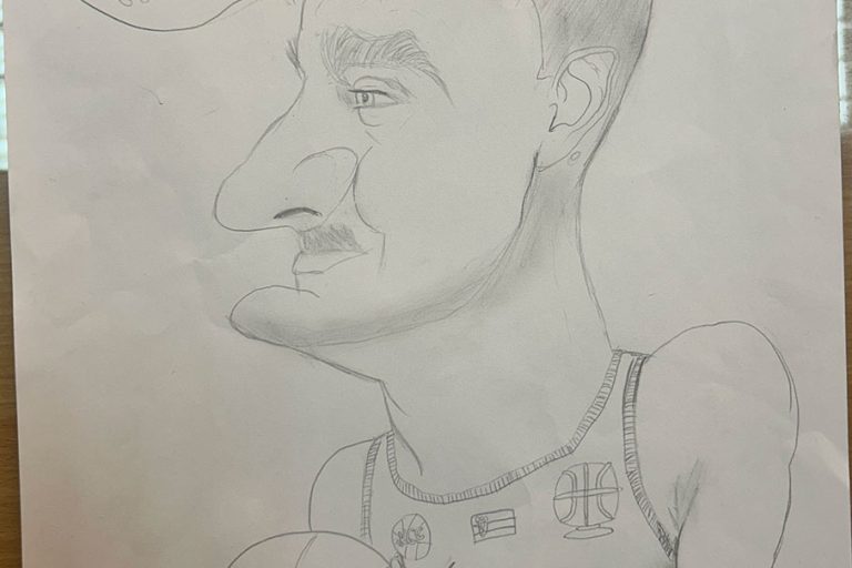 Карикатура 130: Никола Јокић Аутор: Ивона Пантовић, 8/1 ОШ ,,Вук Караџић ", Пожаревац Ментор: Горан Стевић