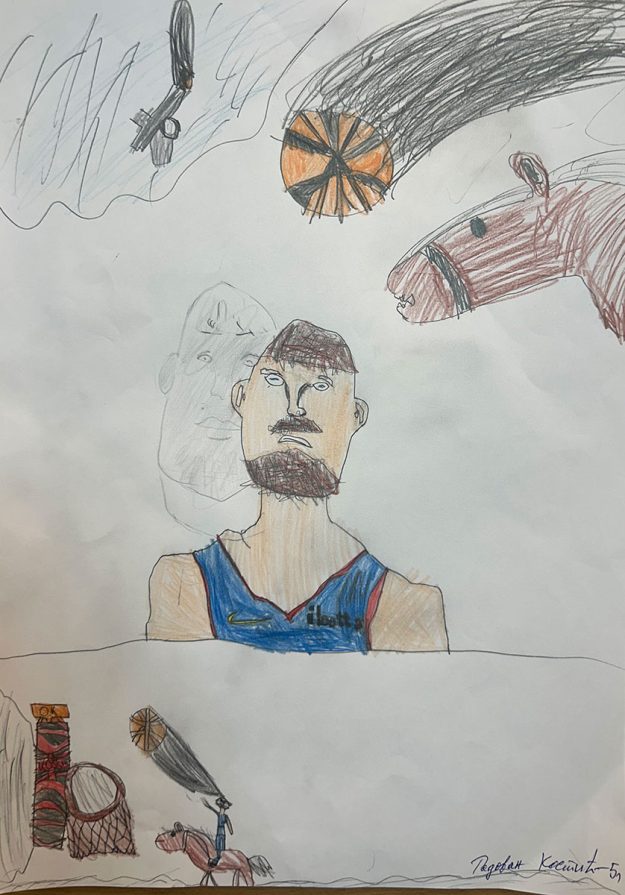 Карикатура 132: Никола Јокић Аутор: Радован Костић, 5/1 ОШ ,,Вук Караџић ", Пожаревац Ментор: Горан Стевић