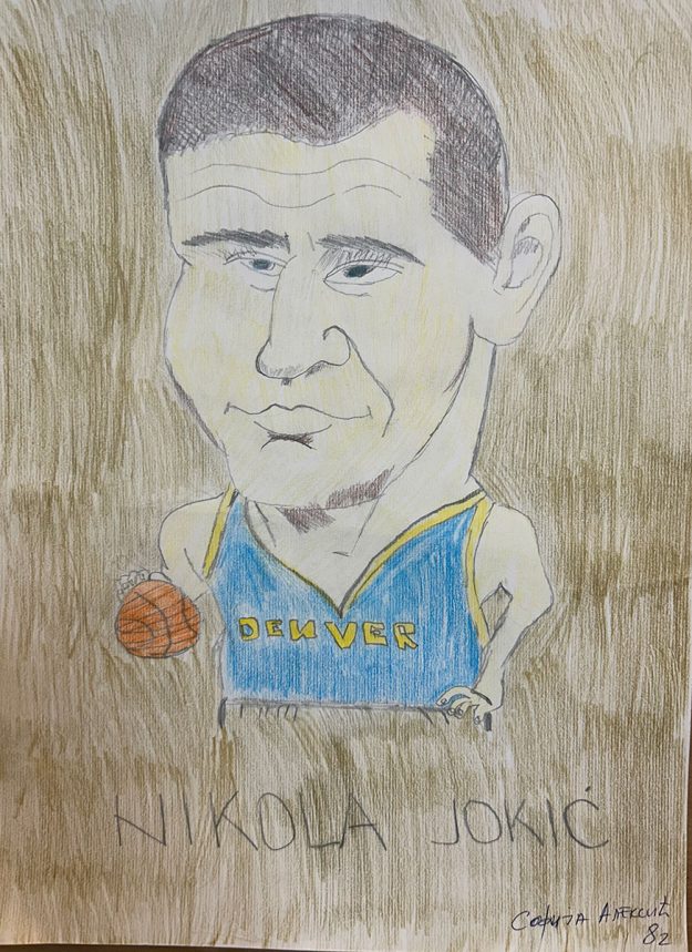 Карикатура 137: Никола Јокић Аутор: Софија Алексић, 8/2 ОШ ,,Вук Караџић ", Пожаревац Ментор: Горан Стевић