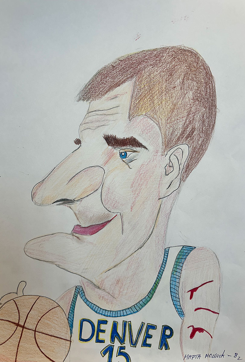 Карикатура 138: Никола Јокић Аутор: Марта Мошић, 8/2 ОШ ,,Вук Караџић ", Пожаревац Ментор: Горан Стевић