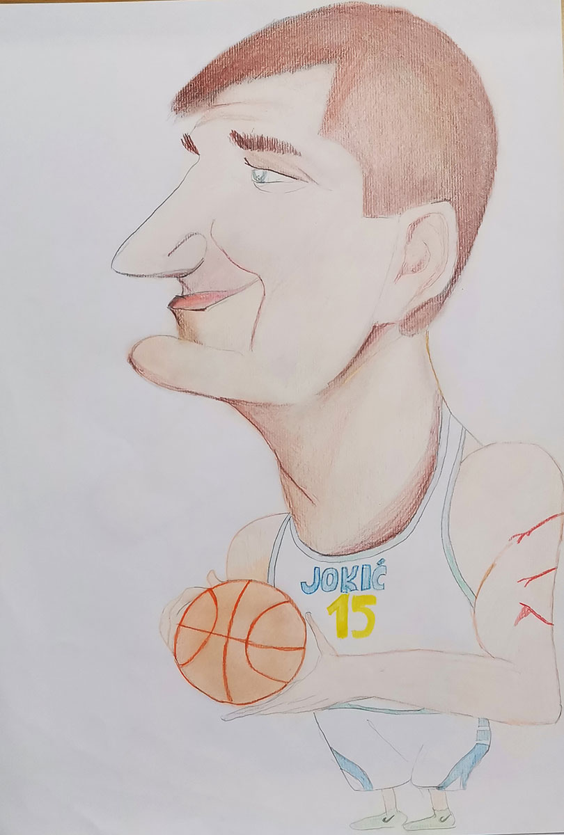 Карикатура 153: Никола Јокић Аутор: Софија Кржановић 8/1 ОШ „Јован Цвијић“ Костолац Ментор: Милена Сузић