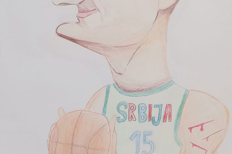 Карикатура 155: Никола Јокић Аутор: Лара Шћекић 8/1 ОШ „Јован Цвијић“ Костолац Ментор: Милена Сузић