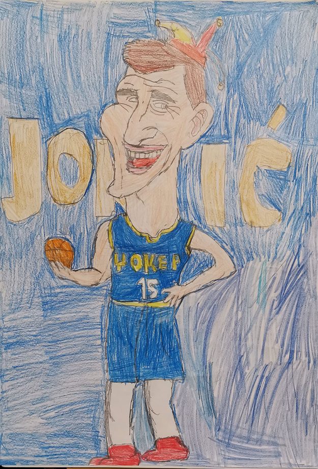 Карикатура 158: Никола Јокић Аутор: Алекса Глоџевић 5/4 ОШ „Јован Цвијић“ Костолац Ментор: Милена Сузић