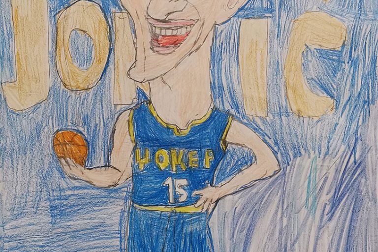 Карикатура 158: Никола Јокић Аутор: Алекса Глоџевић 5/4 ОШ „Јован Цвијић“ Костолац Ментор: Милена Сузић