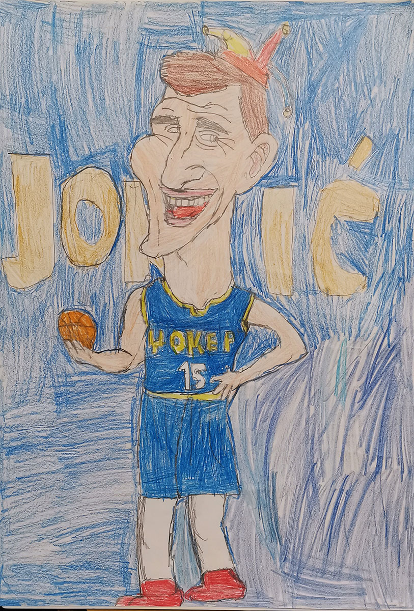 Карикатура 158: Никола Јокић Аутор: Алекса Глоџевић 5/4 ОШ „Јован Цвијић“ Костолац Ментор: Милена Сузић