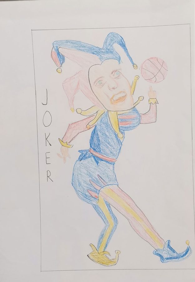 Карикатура 159: Никола Јокић Аутор: Ема Љубисављевић 5/1 ОШ „Јован Цвијић“ Костолац Ментор: Милена Сузић