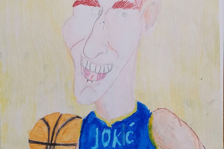 Карикатура 160: Никола Јокић Аутор: Лазар Ђорђевић 5/5 ОШ „Јован Цвијић“ Костолац Ментор: Милена Сузић