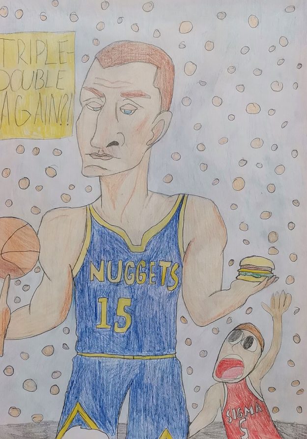 Карикатура 161: Никола Јокић Аутор: Миљана Маријановић 5/3 ОШ „Јован Цвијић“ Костолац Ментор: Милена Сузић