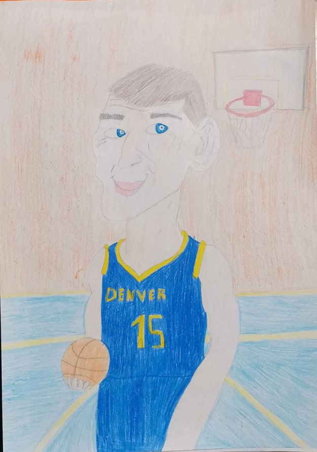 Карикатура 162: Никола Јокић Аутор: Сара Филић 5/2 ОШ „Јован Цвијић“ Костолац Ментор: Милена Сузић