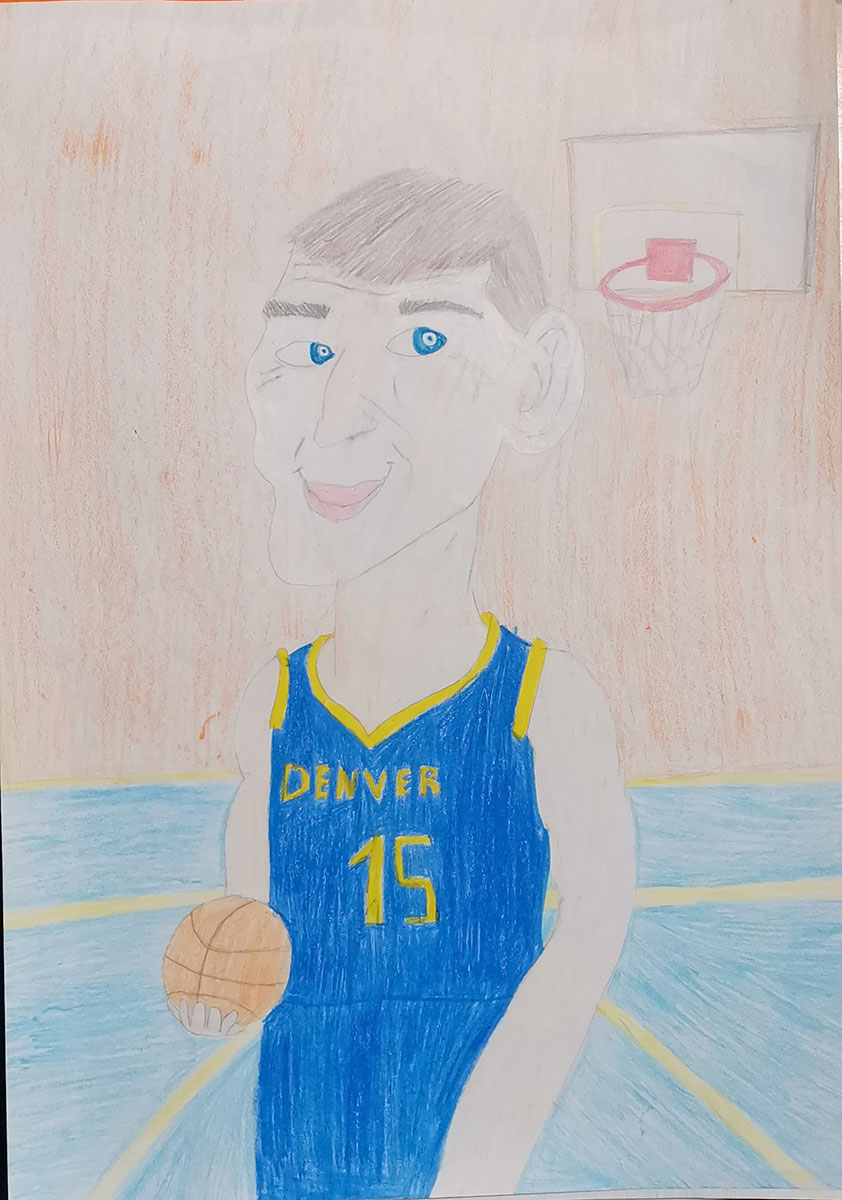 Карикатура 162: Никола Јокић Аутор: Сара Филић 5/2 ОШ „Јован Цвијић“ Костолац Ментор: Милена Сузић