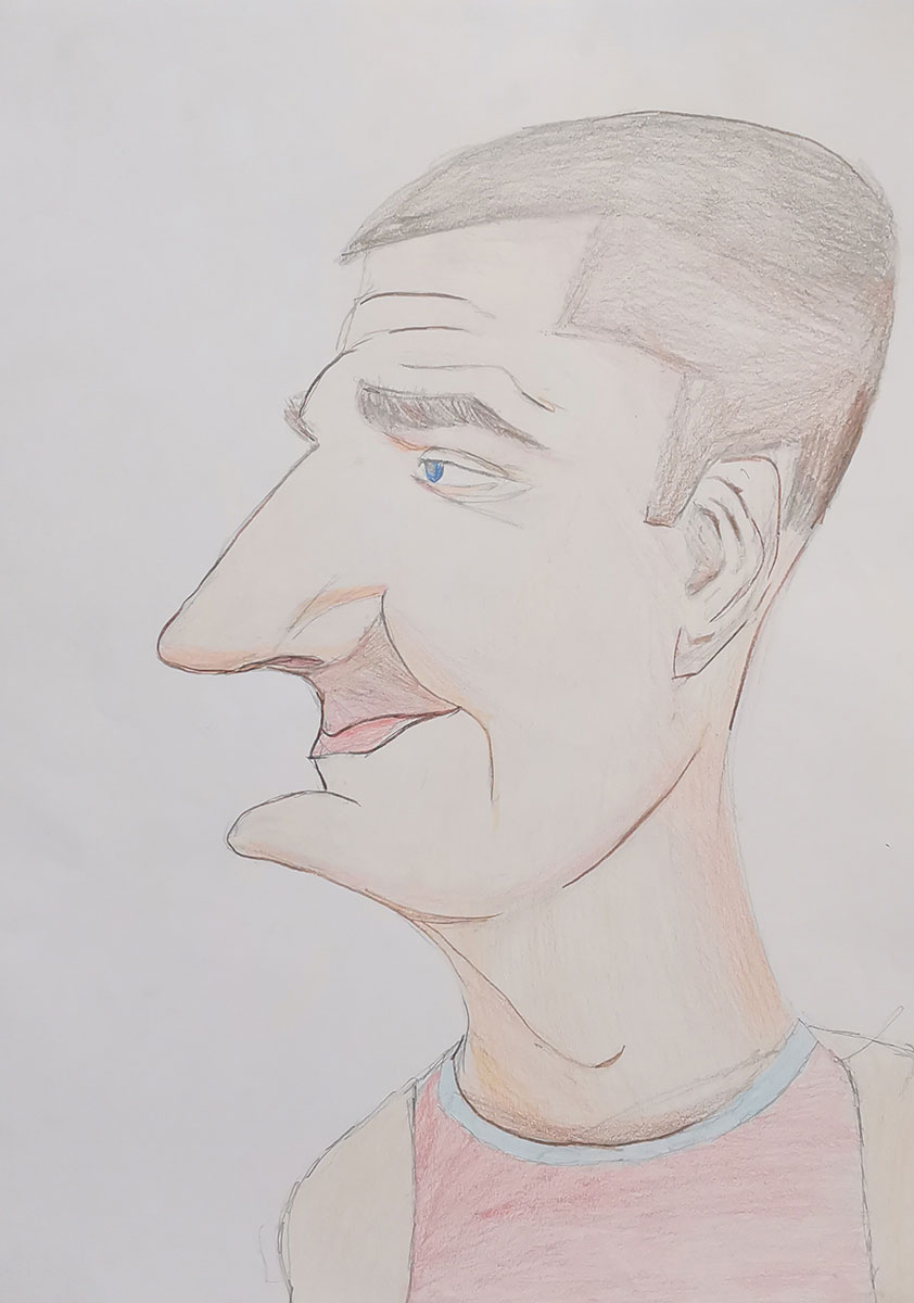 Карикатура 164: Никола Јокић Аутор: Михајло Јевтић 8/3 ОШ „Јован Цвијић“ Костолац Ментор: Милена Сузић