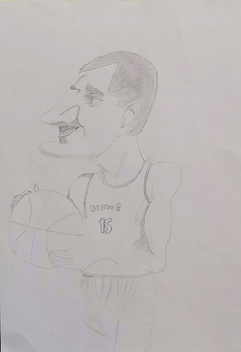 Карикатура 167: Никола Јокић Аутор: Огњен Брадић 6/1 ОШ „Јован Цвијић“ Костолац Ментор: Емилија Клајић