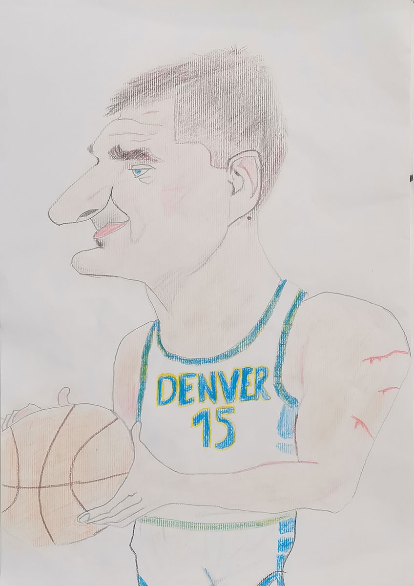 Карикатура 170: Никола Јокић Аутор: Александар Стојановић 6/1 ОШ „Јован Цвијић“ Костолац Ментор: Емилија Клајић