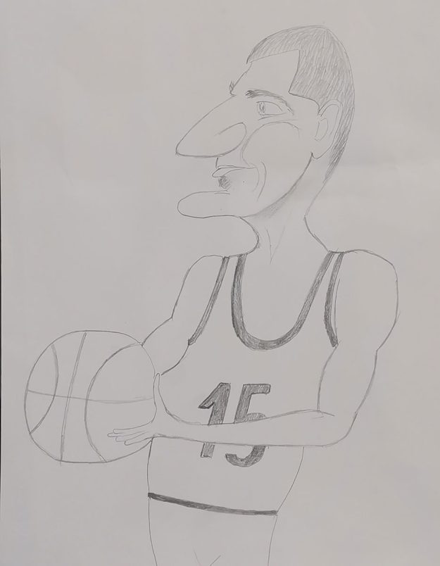 Карикатура 171: Никола Јокић Аутор: Лана Миливојевић 8/4 ОШ „Јован Цвијић“ Костолац Ментор: Емилија Клајић