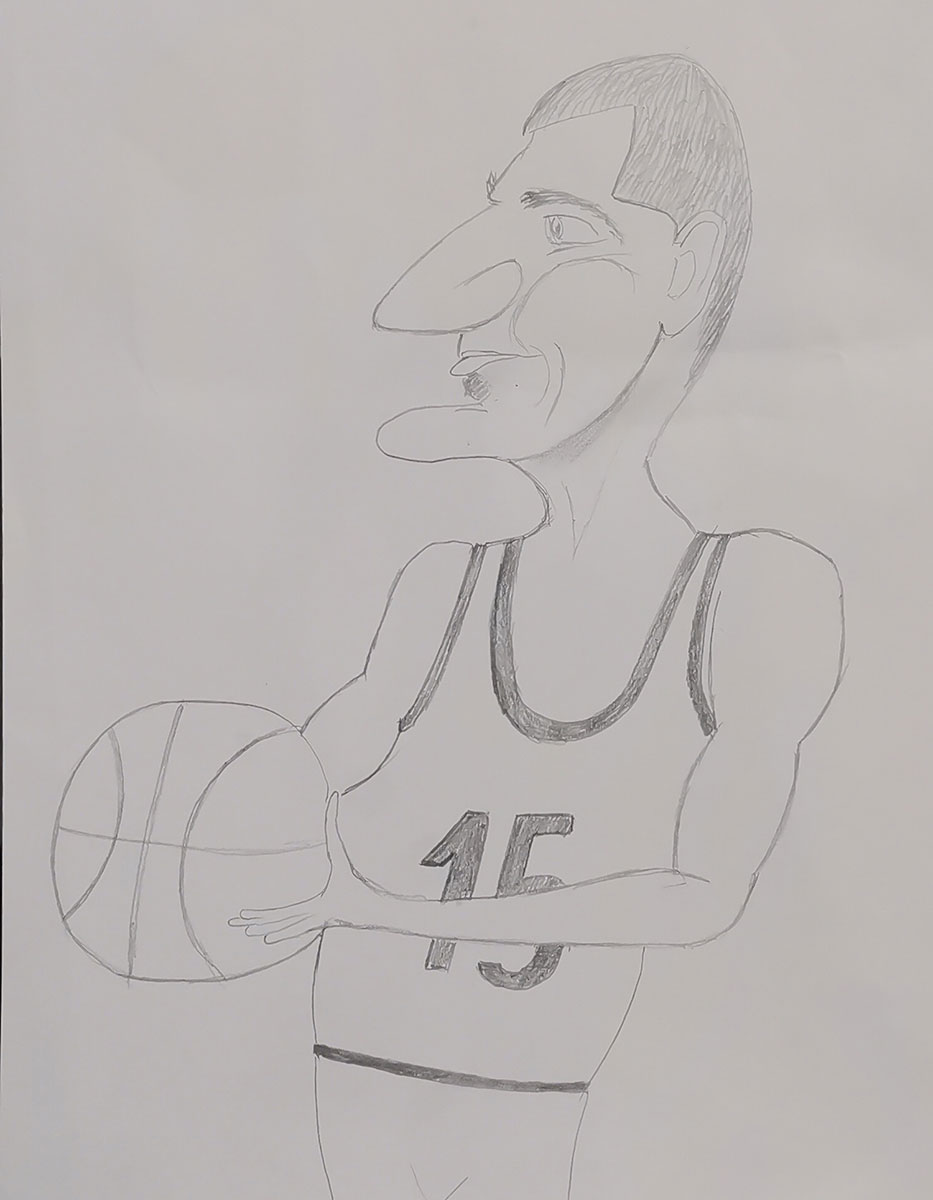 Карикатура 171: Никола Јокић Аутор: Лана Миливојевић 8/4 ОШ „Јован Цвијић“ Костолац Ментор: Емилија Клајић