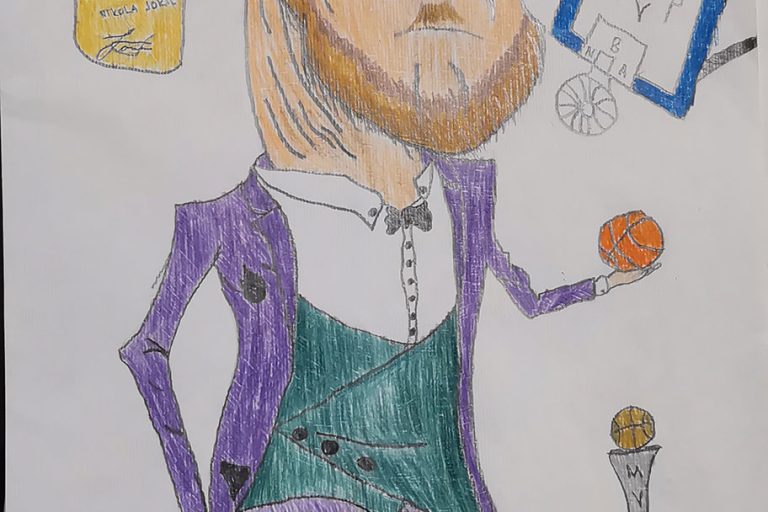 Карикатура 173: Никола Јокић Аутор: Лазар Илић 6/4 ОШ „Јован Цвијић“ Костолац Ментор: Емилија Клајић