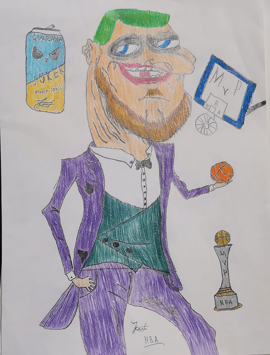 Карикатура 173: Никола Јокић Аутор: Лазар Илић 6/4 ОШ „Јован Цвијић“ Костолац Ментор: Емилија Клајић