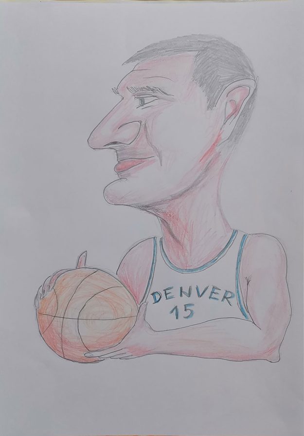 Карикатура 175: Никола Јокић Аутор: Теодора Марковић 6/2 ОШ „Јован Цвијић“ Костолац Ментор: Емилија Клајић