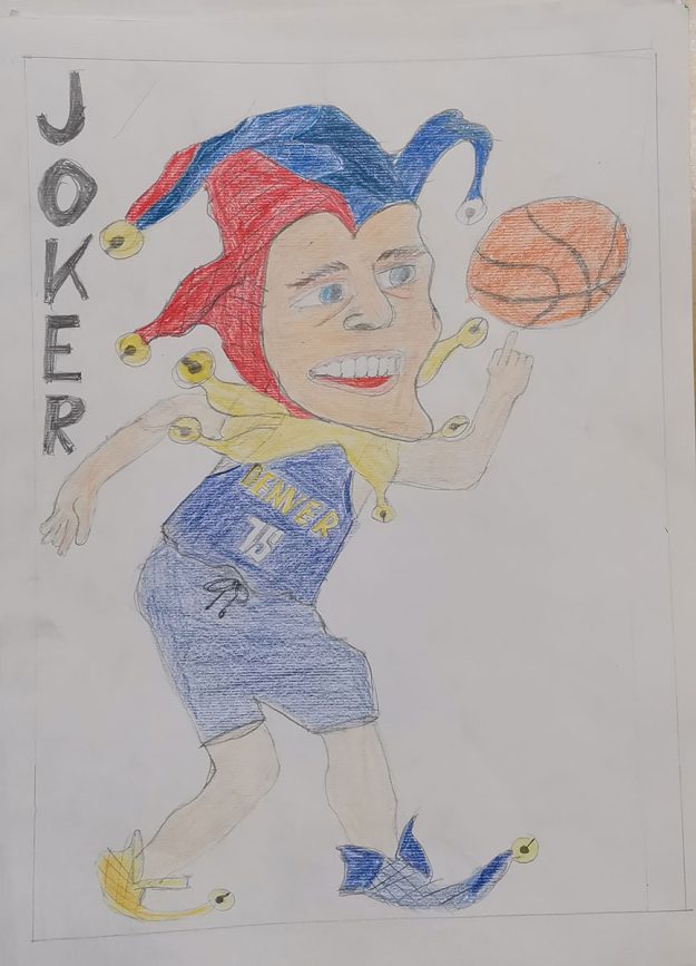 Карикатура 176: Никола Јокић Аутор: Јован Перић 8/5 ОШ „Јован Цвијић“ Костолац Ментор: Емилија Клајић