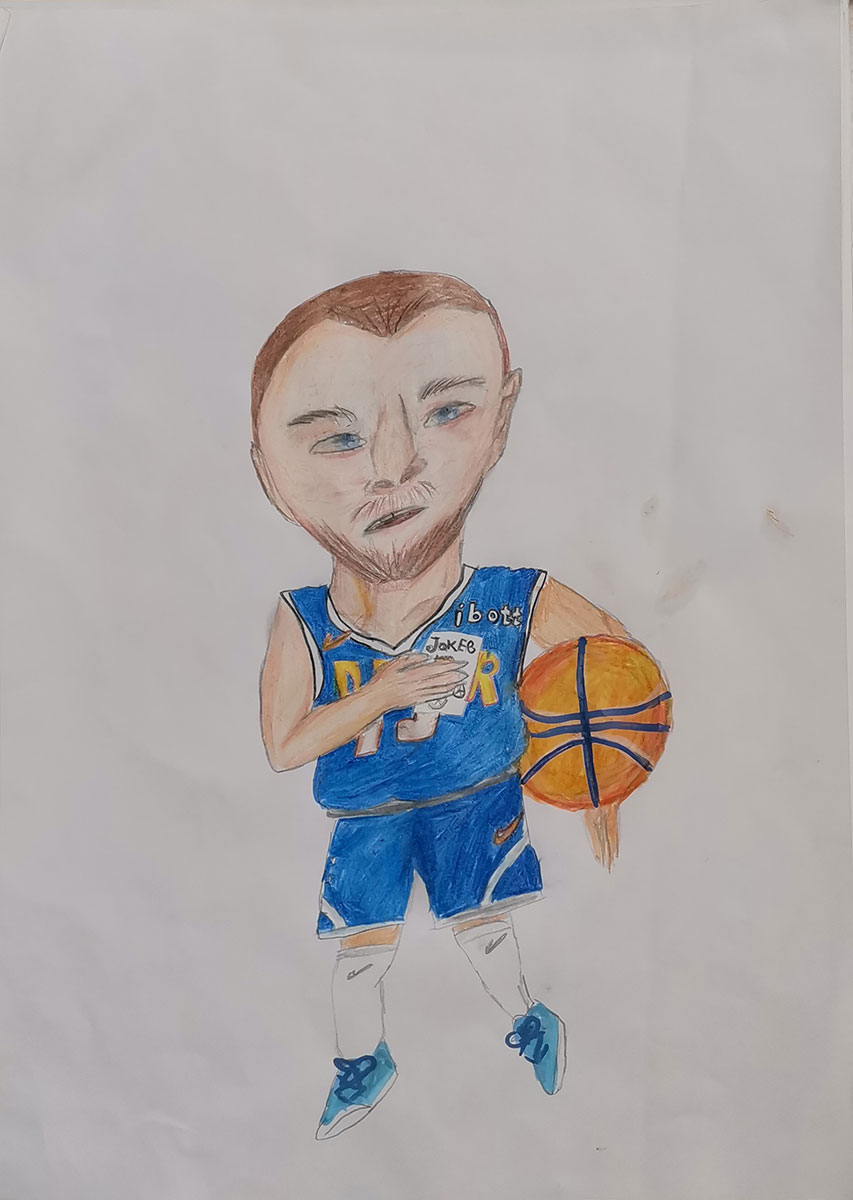 Карикатура 177: Никола Јокић Аутор: Неда Стевић 6/4 ОШ „Јован Цвијић“ Костолац Ментор: Емилија Клајић