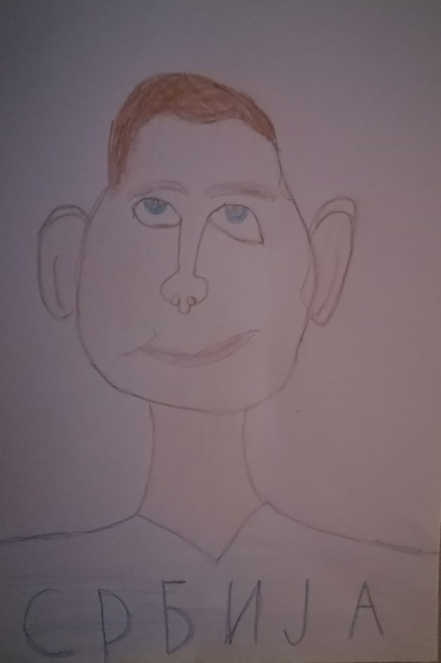 Карикатура 179: Никола Јокић Аутор: Теодосије Лазић, 1. разред ОШ „Олга Милошевић“, Смедеревска Паланка