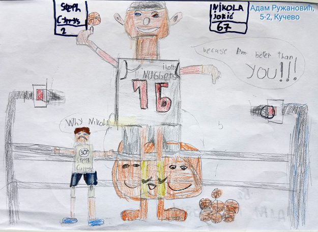 Карикатура 182: Никола Јокић Аутор: Адам Ружановић 5/2 ОШ „Угрин Бранковић“,Нересница, Кучево Ментор: Саша Драгојевић